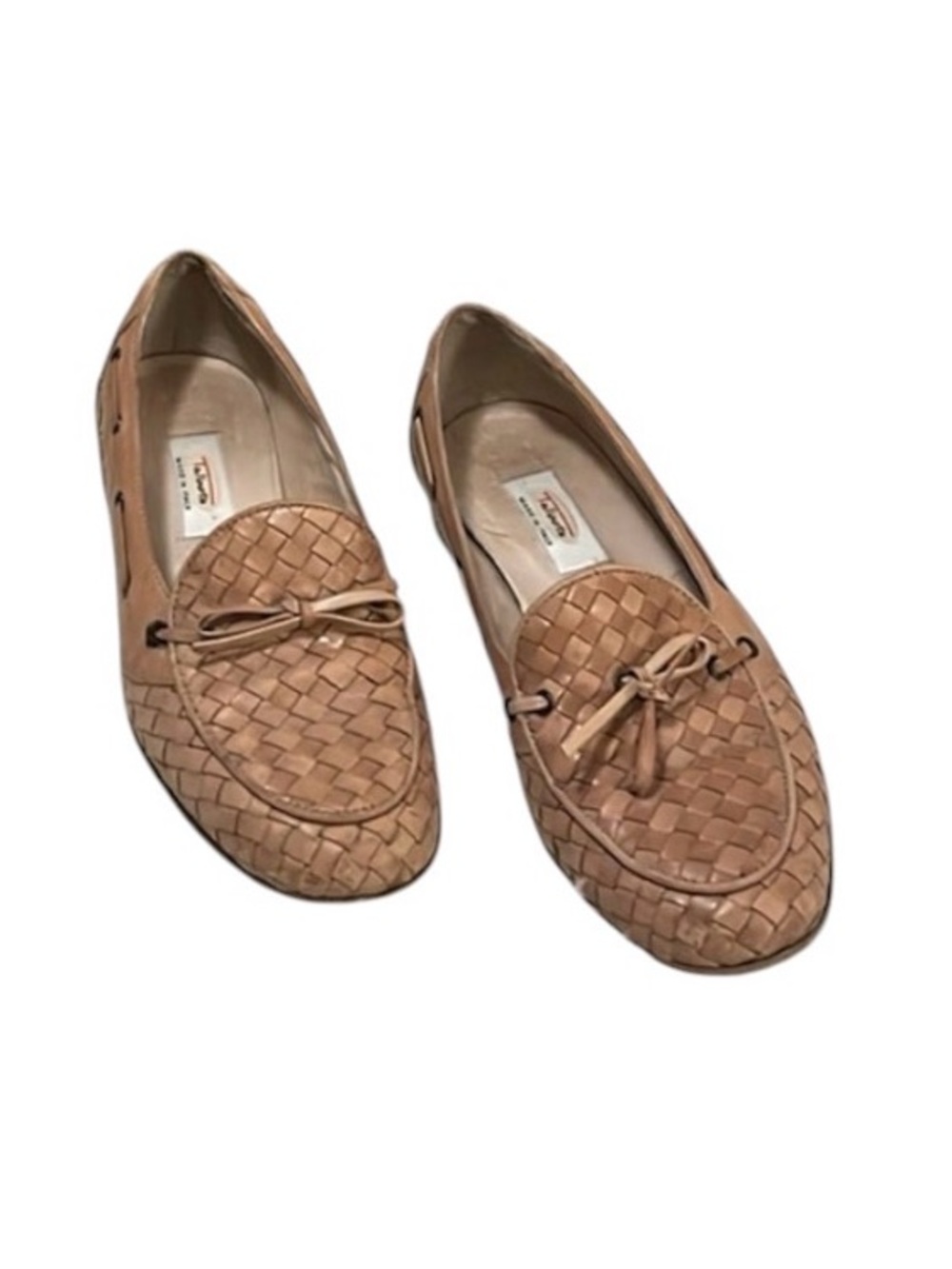 Talbots Women’s Made in Italy Tan Camel Woven Leather Loafer Flat Shoes 7.5M